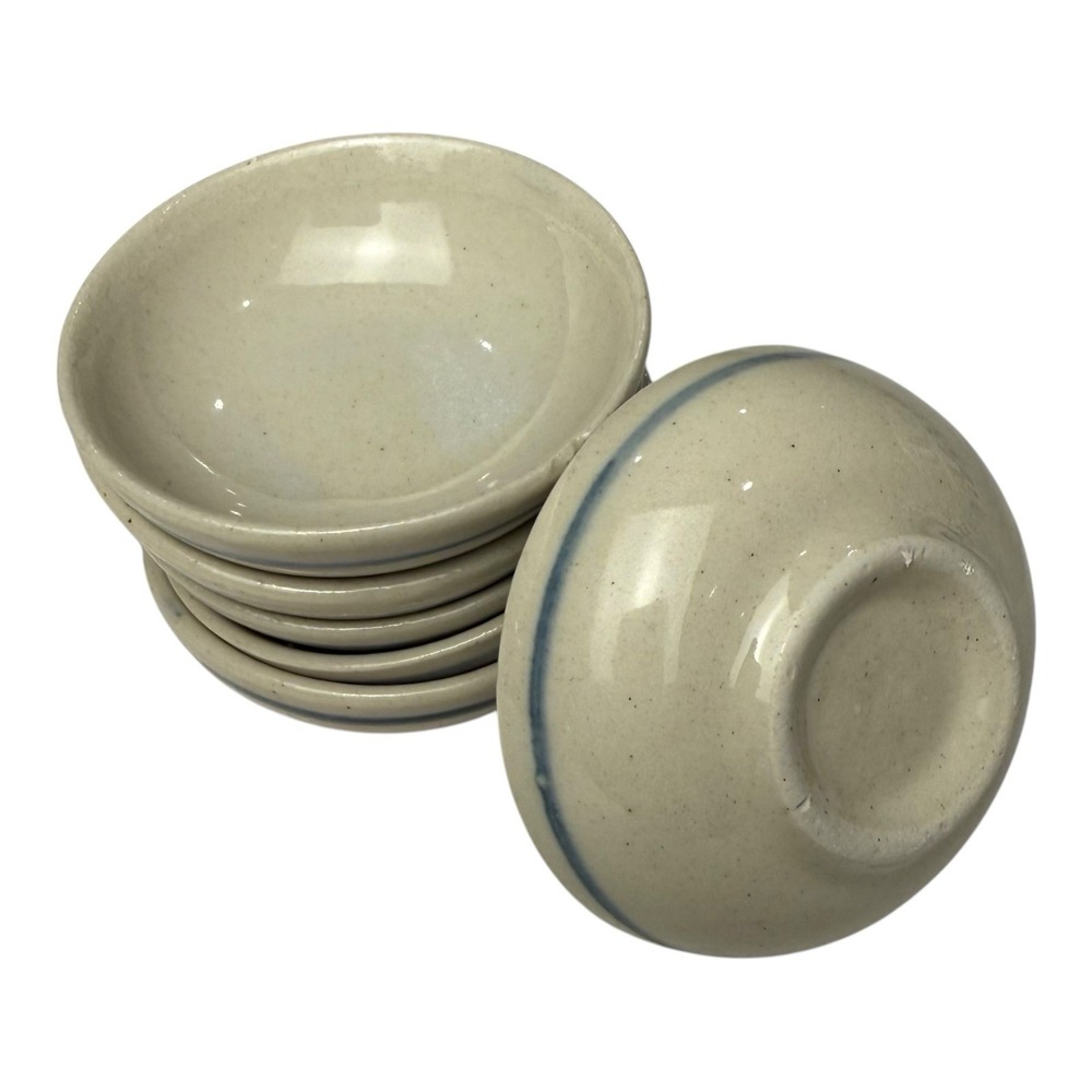 Set of 6 Stoneware Serving Condiment / Butter Dishes Natural 2.5"